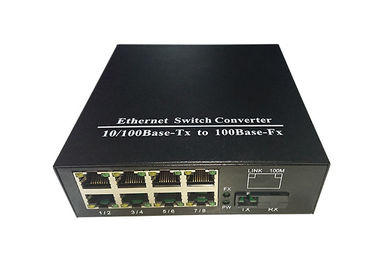 8 Konverter Media Serat Optik Ethernet Port Simplex SC Warna Hitam