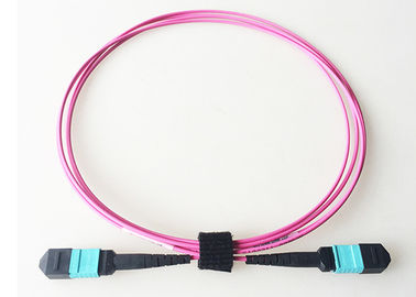 MTP / MPO Serat Optik tambalan Tali OM4 40G Twelve Cores 3MM LSZH Jacket